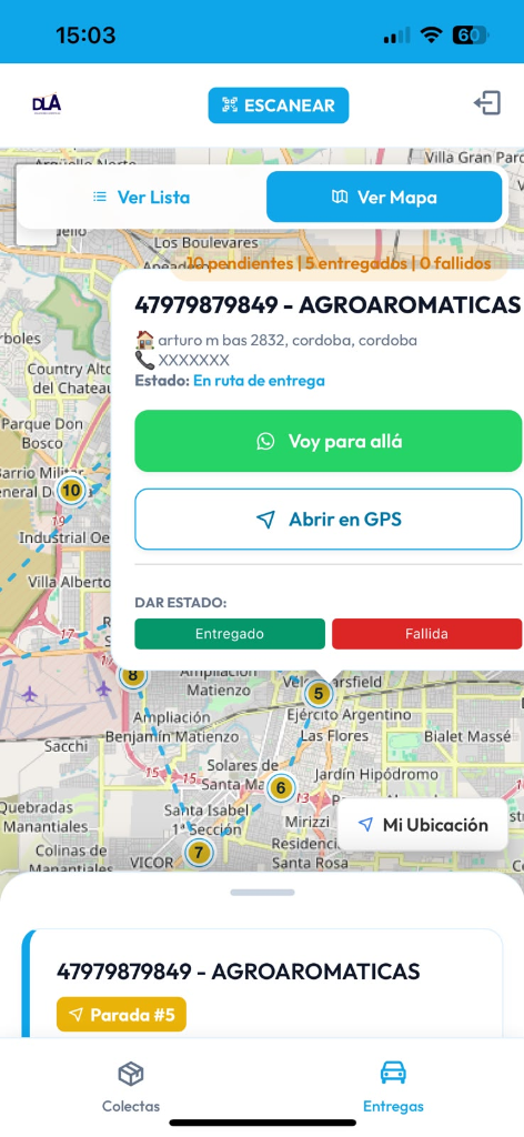 Mapa de Entrega